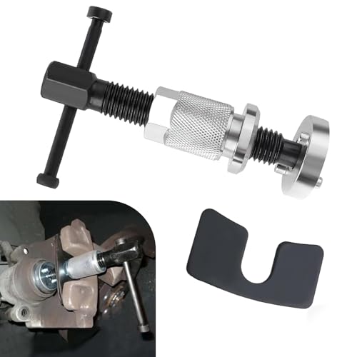 Car Brake Piston Rewind Tool, Rust-proof Disc Caliper Adjustment Kit, Car Rear Brake Pad Wind Back Right Handle Tool Set, Universal Piston Wind Back Replacement Accessory (Silver)