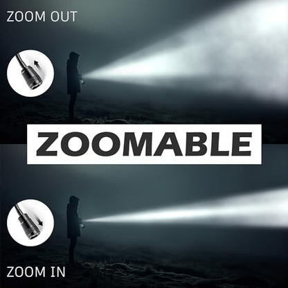 Favorlite 500 Lumen Magnetic Work Light | Zoomable Gooseneck Flashlight, 11" Flexible Neck, 1.14" Slim Head, 3 AAA Batteries Included