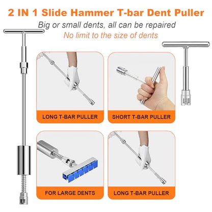 135pcs Dent Puller Kit, Paintless Dent Removal Kit for Dent Repair, Car Dent Repair Kit with T-Bar, Bridge Puller, Golden Lifter, Car Dent Remover for Car Refrigerator Door Ding Repair