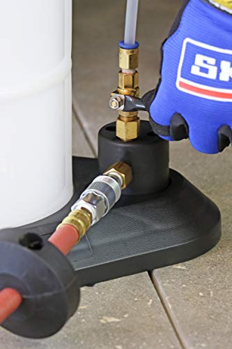 Mityvac MV7300 Pneumatic 2.3 Gallon Venturi Vacuum Pump Fluid Evacuator, Uses Compressed Air, Chemical-Resistant Polyethylene, Air Shut-Off Valve, Overflow Prevention, Quick-Drain Spout, Large Base