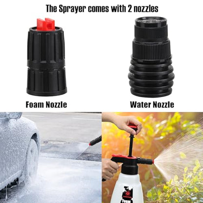 Foam Sprayer, Foaming Pump Blaster Hand Pressure Snow Foaming Cannon Water Blaster, Hand Pressurized Soap Sprayer Manual Foam Cannon Car Wash