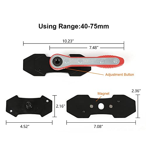 G-PLUS Brake Caliper Piston Press Tool Universal Fit Red | 360° Ratcheting Caliper Spreader with 2 Steel Plate Adapters Single Twin Quad Piston Cars Trucks Commercial Vehicles - color: Red(Amazon delivery)