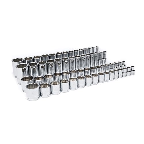 GEARWRENCH 60 Piece 1/2” Drive Master SAE Socket Set in Foam Storage Tray - GWMSSKT12SAE - size: One Size, style: 1/2" Chrome Sockets