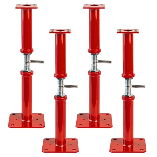 17"-32" Adjustable House Floor Jacks, 11023 lbs Max Load Capacity - Heavy Duty Jack Support Post for Permanent or Temporary Leveling of Decks, Crawlspaces, Beams, Floor Joists & Structural Repair - color: Red, size: 17-32 Inches(4 Pack)