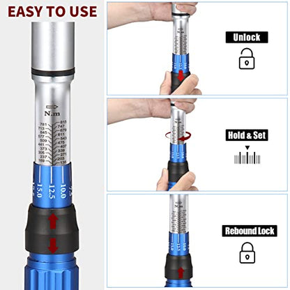 BULLTOOLS 3/4-Inch Drive Click Torque Wrench, 48-tooth High Accuracy Torque Wrench Set with a Hex Key 100-600ft.lb / 135-815Nm 1-Piece