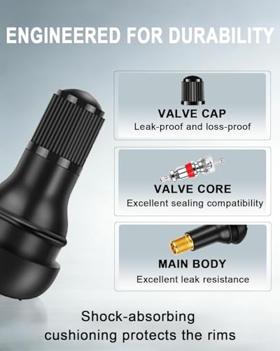 Riseuvo 5 Pcs TR412 Rubber Snap-in Tire Valve Stems - Fits Standard 0.453" Rim Hole for Car, Truck, SUV, Trailer Tires