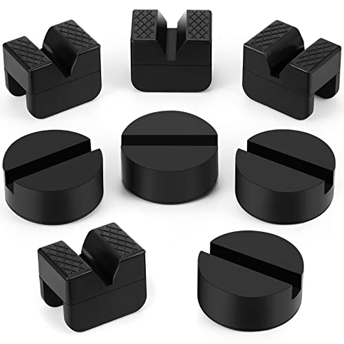 Amylove 8 Pcs 2 Types Jack Stand Pads Rubber Floor Jack Pad Adapter Pinch Welds Frame Rail Protector Universal Slotted for Car Accessories