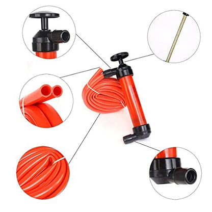 US Manual Oil Pump Siphon Oil Gas Pump Portable Liquid Air Fuel Fluid Tool Transfer Pump Kit Car Manual Hand Gas Oil Liquid Syphon Transfer Pump for Auto Oil Water Transfer(Suit,Gules)