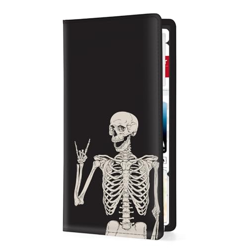 Car Registration and Insurance Holder，Colour Patterns Men Women Car License Document Registration and Insurance Card Holder - color: Human Skeleton