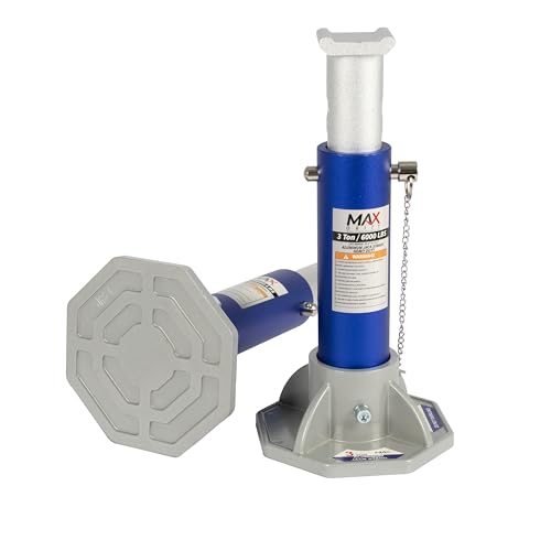 Maxority 3-Ton High-Strength Aluminum Lightweight Jack Stands for Cars, SUVs, and Light Duty Trucks, Automotive Repairs with Locking Support Pins, Large Saddle, 1 Pair - color: Blue, size: 3 ton