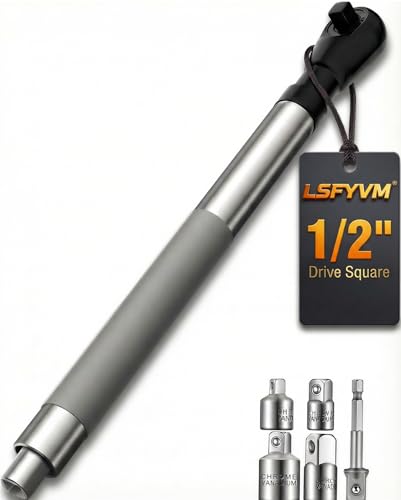 1/2" Offset Extension Wrench for Electric Drill with 3/8", 1/4" Adapters,Impact Ratchet Extender for Tight Spaces - style: 1/2"