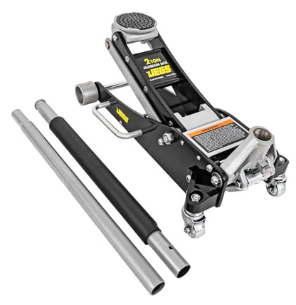 JEGS 2-Ton Low-Profile Aluminum Floor Jack [4,000 lbs. Capacity] | 2-Ton Low-Profile Aluminum Floor Jack for your shop/garage; aluminum and rubber construction