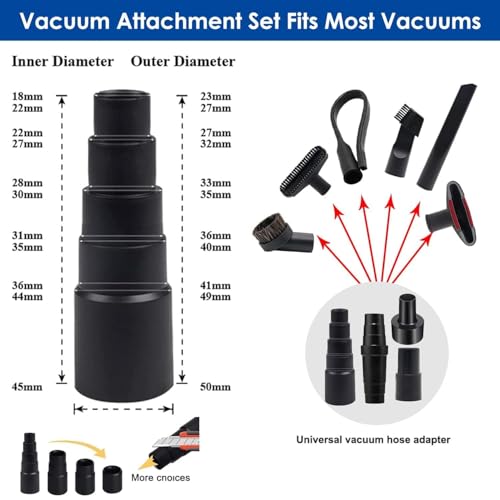 Alrens 10PCS Vacuum Attachments & Brushes Kit for Shop Vac Accessories | Includes 4 Hose Adapters, Flexible Crevice Tool for Hard-to-Reach Areas, Ideal for Home & Car Detailed Cleaning - style: 10PCS