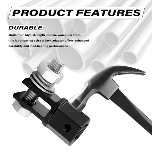 Car Scissor Jack Adapter Driven by 1/2" Impact Drills or 13/16" Lug Wrench,Sturdy Car Scissor Jack Drill Adapter Easily Lifts Jacks,Professional Labor-Saving Cars Jacks Adapters