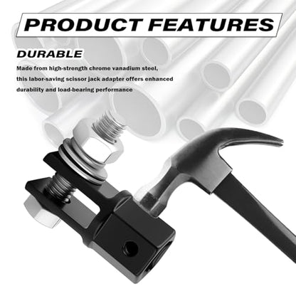 Car Scissor Jack Adapter Driven by 1/2" Impact Drills or 13/16" Lug Wrench,Sturdy Car Scissor Jack Drill Adapter Easily Lifts Jacks,Professional Labor-Saving Cars Jacks Adapters