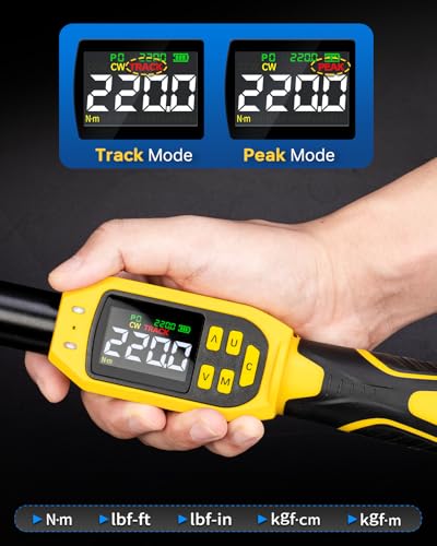 YIYEIE Digital Torque Wrench 1/2" Drive, 8.5-160 Ft-lb/10-220 N.m, ±1% Accuracy, Electronic Torque Tool with Buzzer and LED Alert, 1/2 Torque Wrench Set 8Pcs with Sockets for Motorcycle, Car Repair - size: 8PCS, style: 1/2-Inch (8.5-160 ft.lb)
