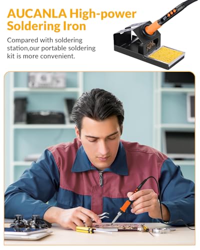 Soldering Iron Kit, 100W High Power Soldering Iron, Fast Heating, Digital Display Temperature Control Accurate 356°F-896°F, Portable Soldering Kit with Protective Cap, Automatic Sleep Mode - color: Light Orange