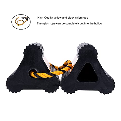 Wheel Chocks Rubber Heavy Duty Trailer Wheel Chocks with Red Reflective Visibility Tape and Yellow Nylon Rope 8.27" x 4.53" x 3.94" (Comes with Spare Red Reflective Strip) - color: RED