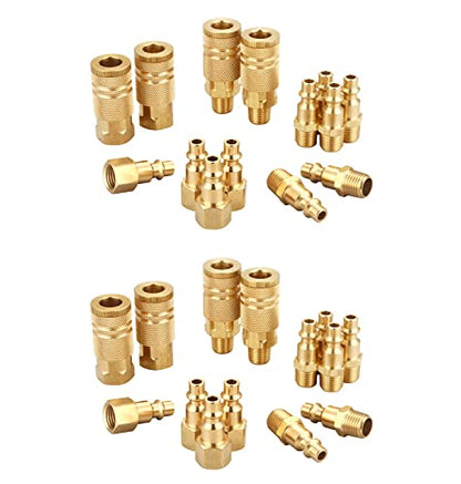 Industrial Brass Air Coupler & Plug Kit, 1/4" NPT | 28 Piece, Air Tool Fittings Set, Quick Connect Air Hose Fittings, Air Compressor Accessories - size: 1/4 inch NPT Coupler and Plug Kit, 28 Piece
