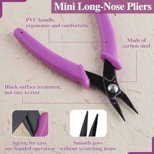 SPEEDWOX Long-Nose Pliers 5.5" Mini Tweezer Nose Pliers Chain Nose Plier Flat Nose Specialty Pointed Nose Micro Plier With Smooth Jaws 1mm Diameter Tip Small Jewelry Making Needle Nose Plyers - size: 5.5" Chain Nose