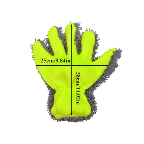 Microfiber Wash Mitt, 2-Pack Car Wash Gloves with 5-Finger Design, Scratch Free Chenille Wash Mitts for Car Washing, Ultra-Soft Detailing Kit for Wheel Tight Spot