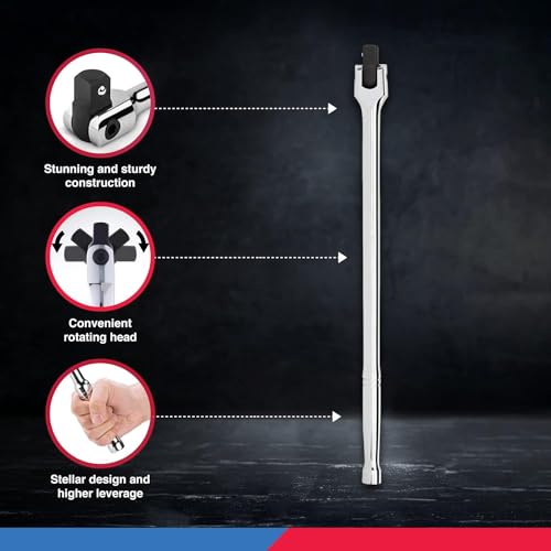 Neiko 00211A 1/2-Inch-Drive Extension Breaker Bar, 18 Inches Long, Made with CrV Steel - size: 18" Length, style: 1/2" Drive