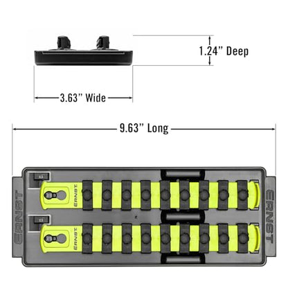 Ernst Manufacturing 8-Inch Socket Boss, 2-Rail Socket Tray, HI-VIZ 3/8" Drive Twist-Lock Organizer, Made in the USA - color: Hi-viz, size: 2-Rail, style: 3/8" Drive