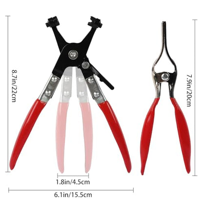 Spring Hose Clamp and Removal Pliers Set – 42 Pieces (24–46mm, 10 Large Fuel Line Clamp Sizes)