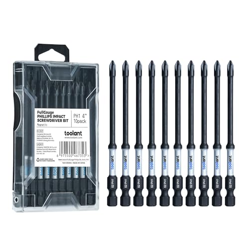 toolant 4 Inch Phillips Bit#1 Magnetic Anti Slip Impact Screwdriver Bits Set,10pcs Insert S2 Steel PH1 Driver Dit Set with CNC Machined Tips for Power Drill - color: 4"*10pcs, size: PH1
