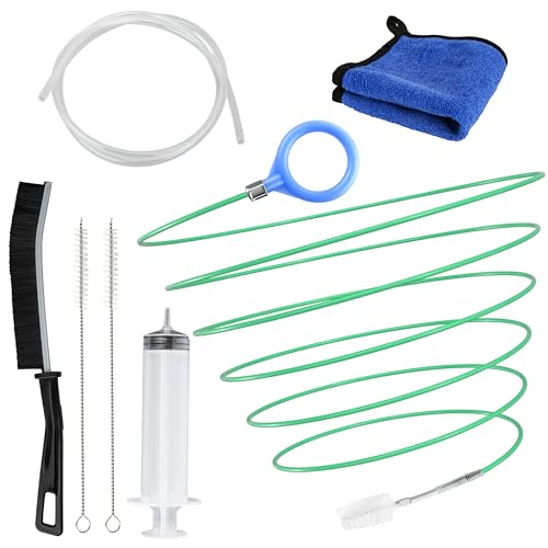ecocstm Auto Sunroof Drain Cleaning Tool, 120 Inch Flexible Drain Brush, Sunroof Drain Cleaner with Pipe Cleaning Brush, Injector Hose and Crevice Brush, Cleaning Tool for Drains, Sewers, Windshields - size: 120 Inch sets