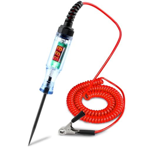 Kakalote Test Light Automotive, Digital LED Circuit Tester with Voltage Display, Electrical Tester Pen with Extended Spring Wire & Probe for Car RV Fuse Checker