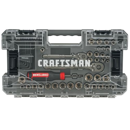 CRAFTSMAN OVERDRIVE 64-Piece Gunmetal Chrome Mechanics Tool Set, Standard SAE/Metric Socket Set, with Hard Case (CMMT99064)