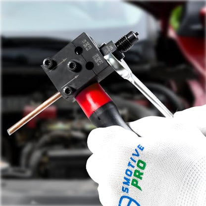 SMOTIVEPRO 7-Piece Brake Line Flaring Tool Kit, 3/16" & 1/4" | Forms Accurate 45° Single, Double and Bubble Flares for Leak-Free Brake and Hydraulic Line Connections