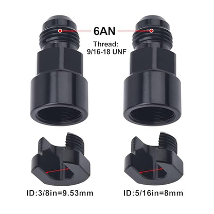 EVIL ENERGY 6AN Male to 3/8" & 5/16" Quick-Disconnect Female EFI Fuel Rail Fitting Aluminum - size: 6AN to 3/8 & 5/16