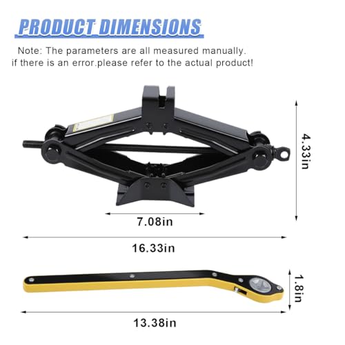 2PCS Car Scissor Jack Kit, Max 2 ton (4,409 lb) Capacity Automotive Lift Jacks Tool with Ratchet Wrench, Portable Heavy Duty Vehicle Tire Emergency Repair Accessory for SUV, MPV (Black)