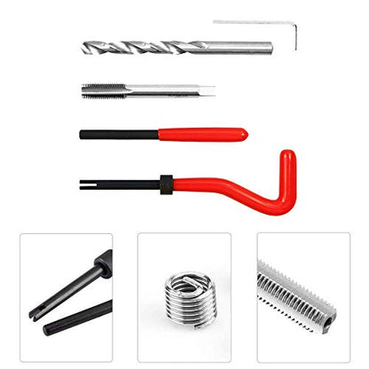 15pcs Thread Repair Kit M9 x 1.25mm Metric Thread Repair Insert Kit | Compatible Hand Tool Set for Auto Repairing (M9-1.25)