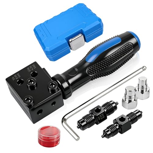 Professional 7-Piece Brake Line Flaring Tool Kit for 3/16″ & 1/4″ SAE Double Flare and 45° Single & Bubble Flares