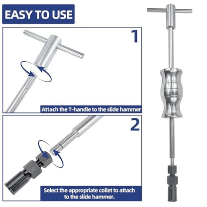 12Pcs Bearing Puller ＆ Blind Bearing Puller ＆ Slide Hammer Puller Kit | for Bearing Diameter 8-32mm (slide hammer two jaw puller)