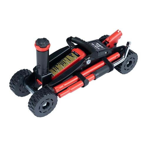 2 Ton (4,400 lbs) Hydraulic Off-Road Floor Jack with Big Wheels, Heavy-Duty Steel Construction, Adjustable Height Saddle for Trucks, SUVs & ATVs
