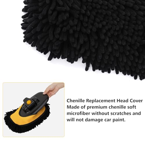 Car Wash Brush Replacement Head Cover, Soft Microfiber Car Wash Mop Head Suitable for 15° Curved Pole CarCleaning Mop (Only Head Cover) - color: Yellow 2
