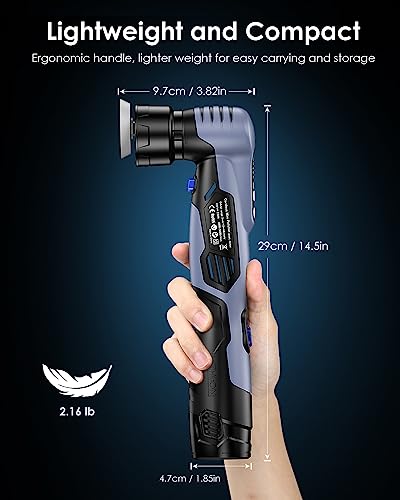 Cordless Mini Polisher, 2/1.5-inch DA/RO Mode Mini Buffer for Car Detailing | 12V Polisher 2*2.0Ah Batteries 6 Variable Speeds, 53 Accessories Lightweight Mini Buffer for Car Polishing/Waxing/Finishing
