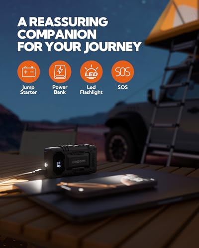 2026 New Portable Car Battery Jump Starter,12000mAh Battery Jump Box,44.4Wh Vehicle Jump Booster with Smart Jumper Cables,LED Light Emergency Car Kits for Vehicles,Arrancador Ae Batería - style: JS6 12000mAh