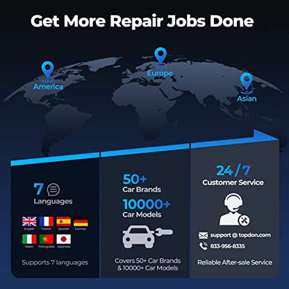TOPDON AL500B OBD2 Scanner, Battery Tester, 2 in 1 Code Reader | Full OBDII Diagnosis, 12V Battery Tests & 12V/24V Cranking Tests, Charging Tests, Car Diagnostic Tool for All OBDII Cars
