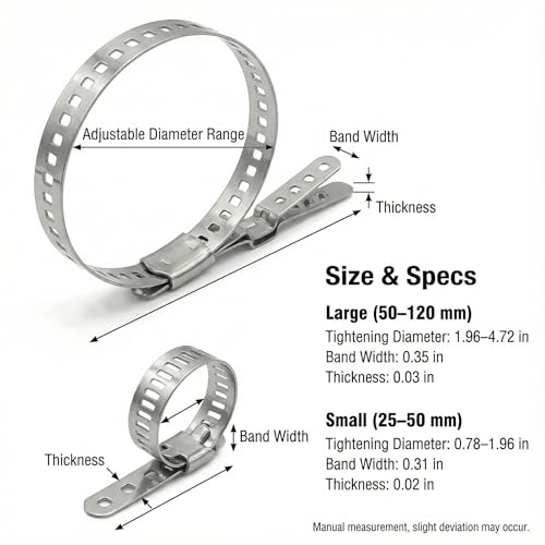 Universal Adjustable Stainless Steel CV Boot Clamp Kit - 12PCS (6 Large 50-120mm & 6 Medium 25-50mm) Heavy Duty Drive Shaft Clamps