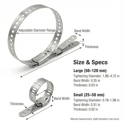 Universal Adjustable Stainless Steel CV Boot Clamp Kit - 12PCS (6 Large 50-120mm & 6 Medium 25-50mm) Heavy Duty Drive Shaft Clamps