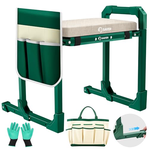 Saker Garden Kneeler and Seat Foldable Gardening Stool with Extendable Legs & Thickened Pad, Tool/Storage Bag, Heavy Duty 400lbs Support for Elderly, Gardening, Outdoor Use - size: Luxury version