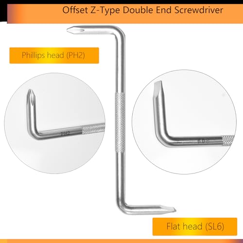 Long Screwdriver Set 3-Piece, Flat and Phillips Head Screwdriver 12 inch Long with Offset Z-Type Double End Screwdriver