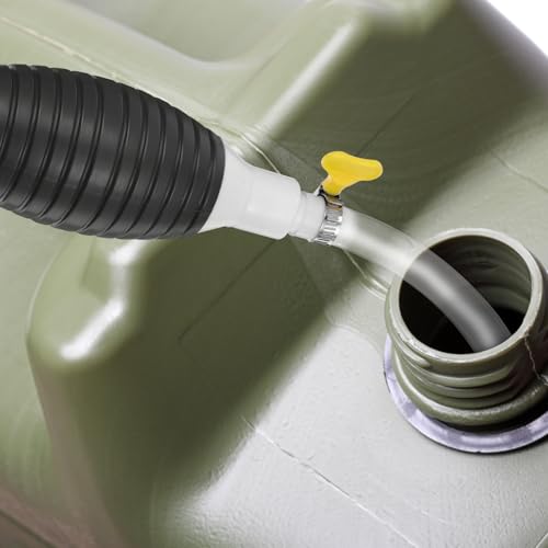 TEHAUX Manual Gasoline Siphon Pump Kit with Check Valve Portable Hand Pump for Oil and Gasoline Transfer Easy to Use for Automotive and Garage Use