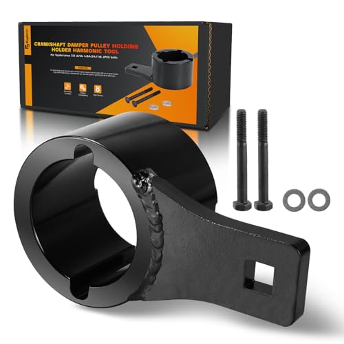 Rogierra Crankshaft Damper Pulley Holding Holder Harmonic Tool Harmonic Damper Pulley Remove Tool Compatible with Toyota Lexus 3.0 L6, 3.0 V6, 3.3 V6, 4.0 V8, 4.3 V8, 4.7 V8 with 2PCS Crank Bolts