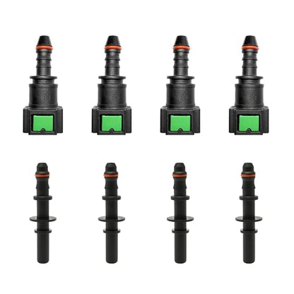 Fuel Line Quick Connect Set, 4 Sets Fuel Line Hose Quick Release Connect Fittings Include Straight Pipe Connector SAE 7.89mm to ID 6mm - color: 4 Sets Fuel Line Quick Connect SAE 7.89mm to ID 6mm
